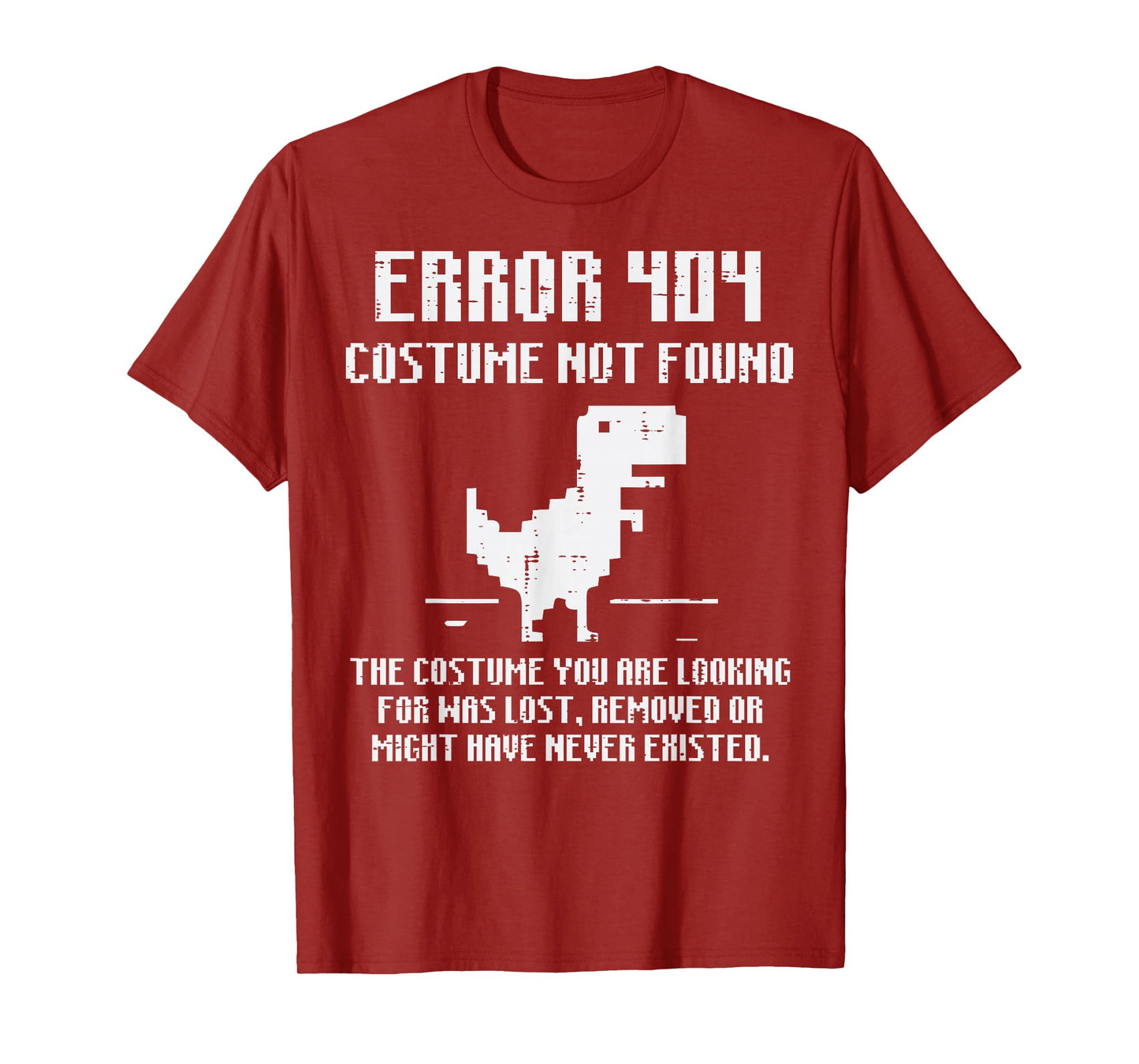 Halloween Dino Error 404 Costume Funny Tech Men Women Kids T-Shirt