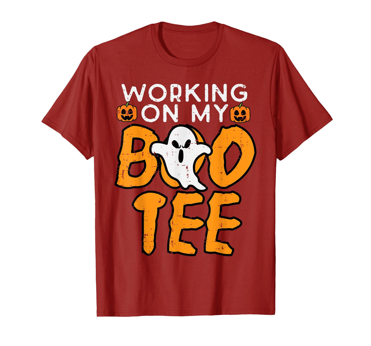 Working On My Boo Tee Gym Fun Yoga Pilates Fitness Halloween T-Shirt