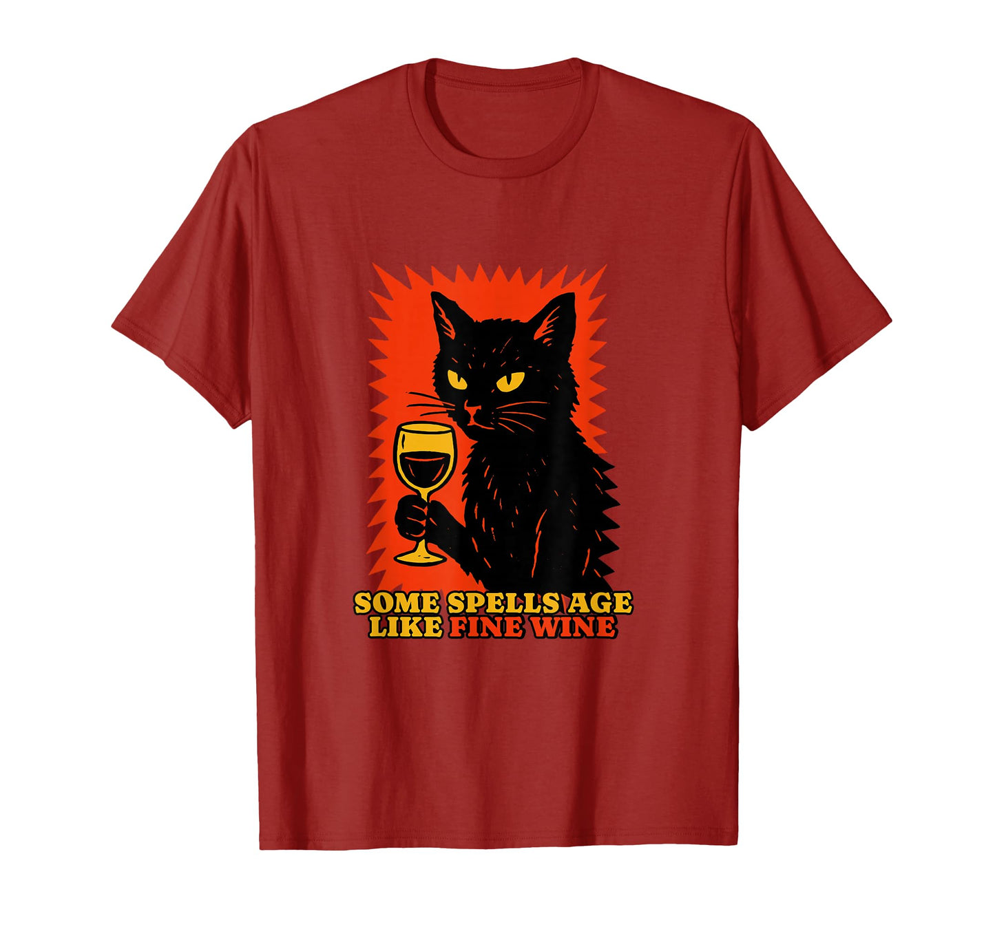 Vintage Witch Cat & Wine – “Some Spells Age Like Fine Wine” T-Shirt