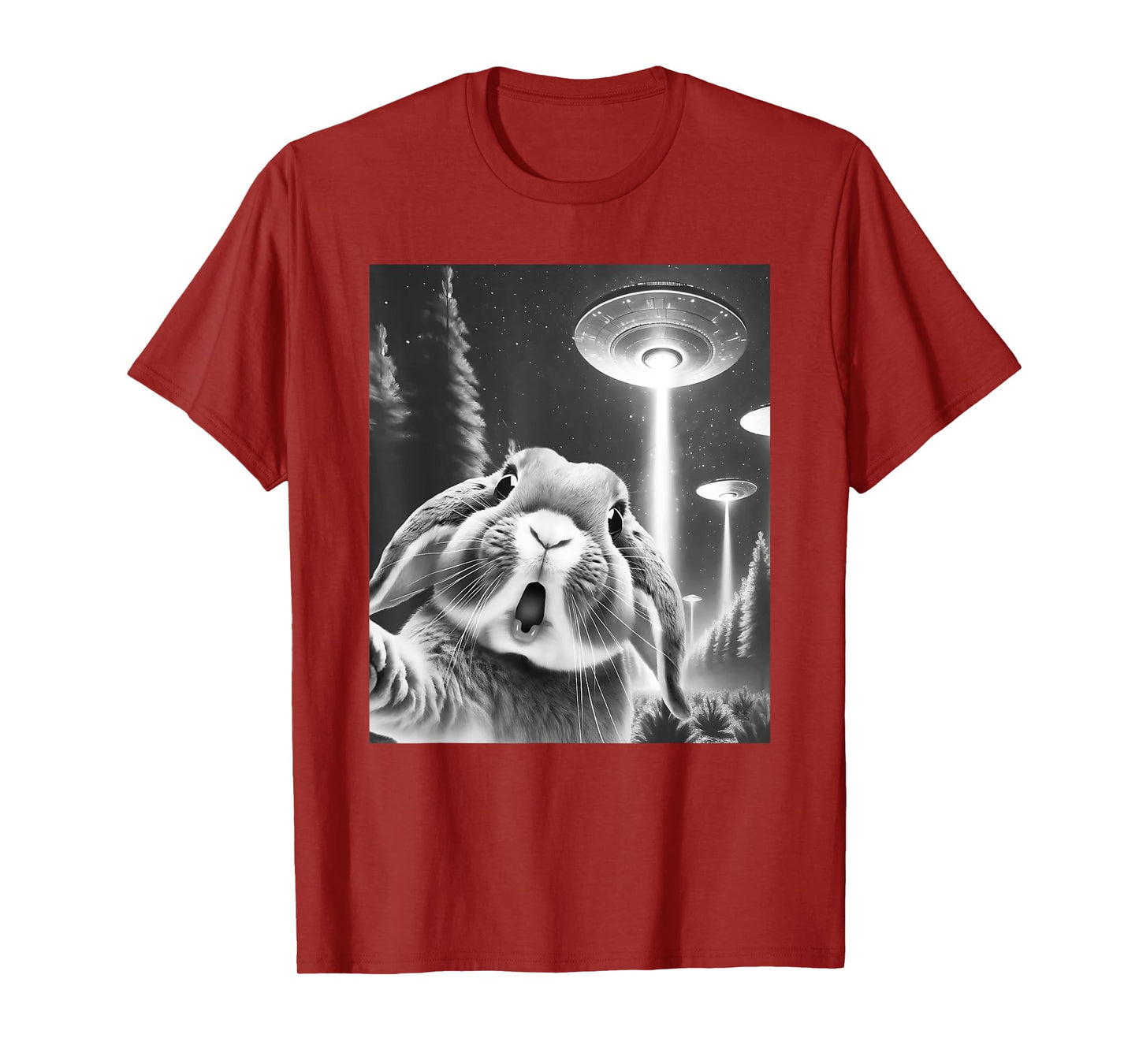 Funny Rabbit Alien UFO Taking a Selfie Animal Lover T-Shirt