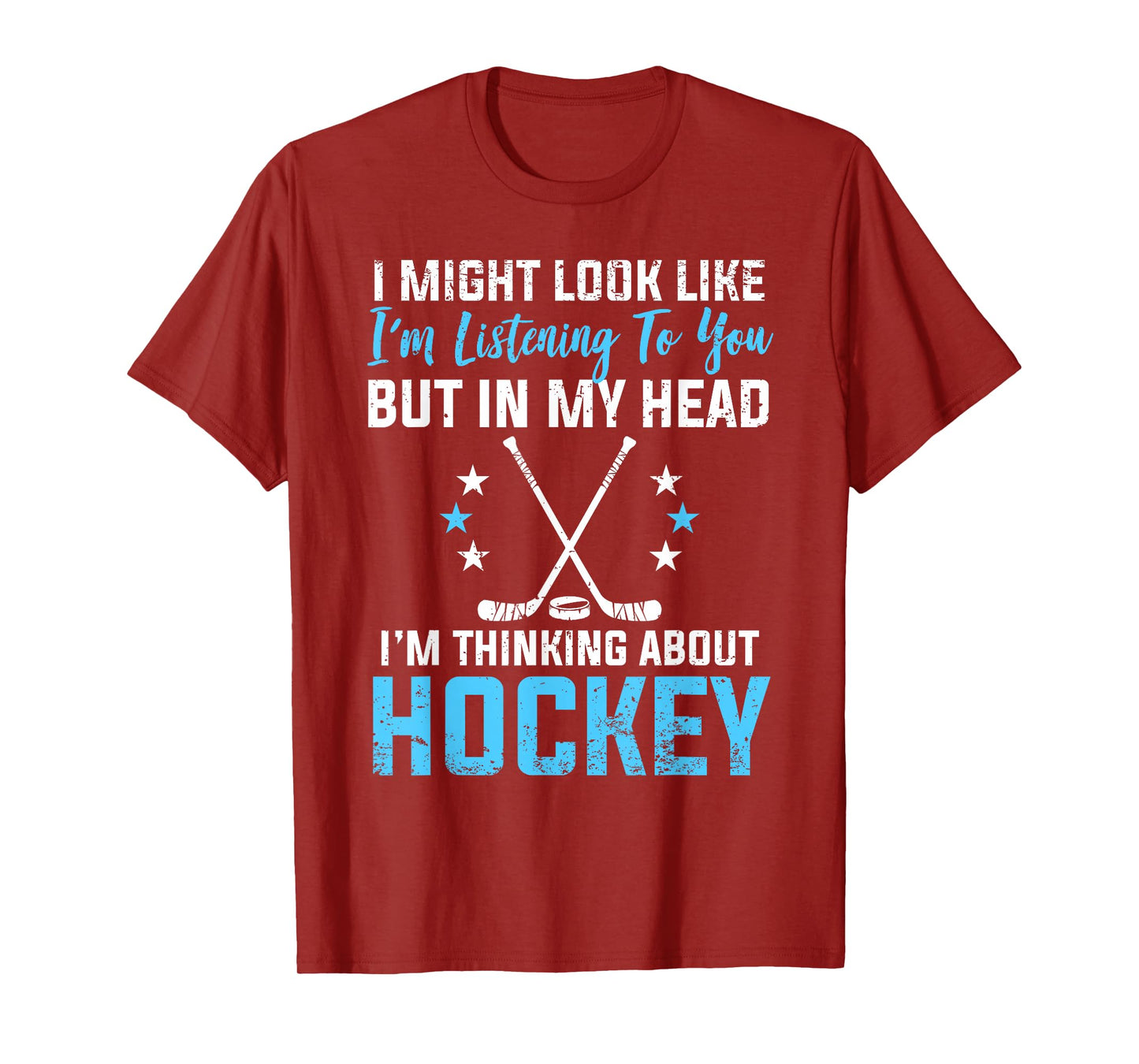 I'm Thinking About Hockey Funny Hockey Stick Lovers Players T-Shirt