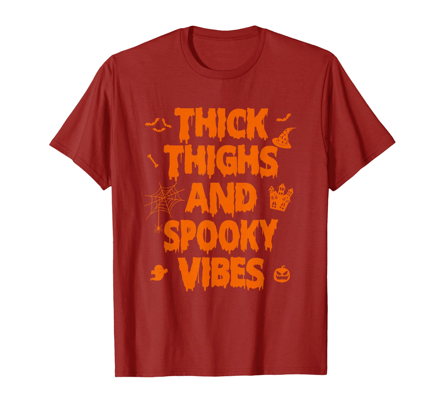 Thick Thighs Spooky Vibes Funny Witch Halloween Outfit T-Shirt