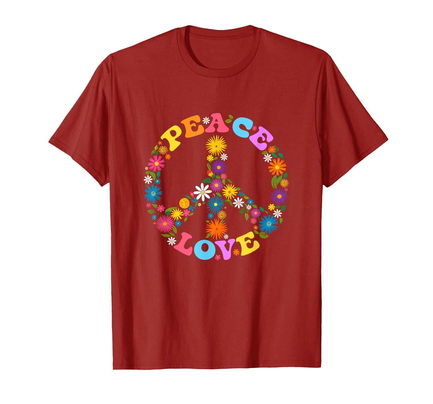 Peace Sign Love Flower 60S 70S Tie Dye Hippie Costume T-Shirt