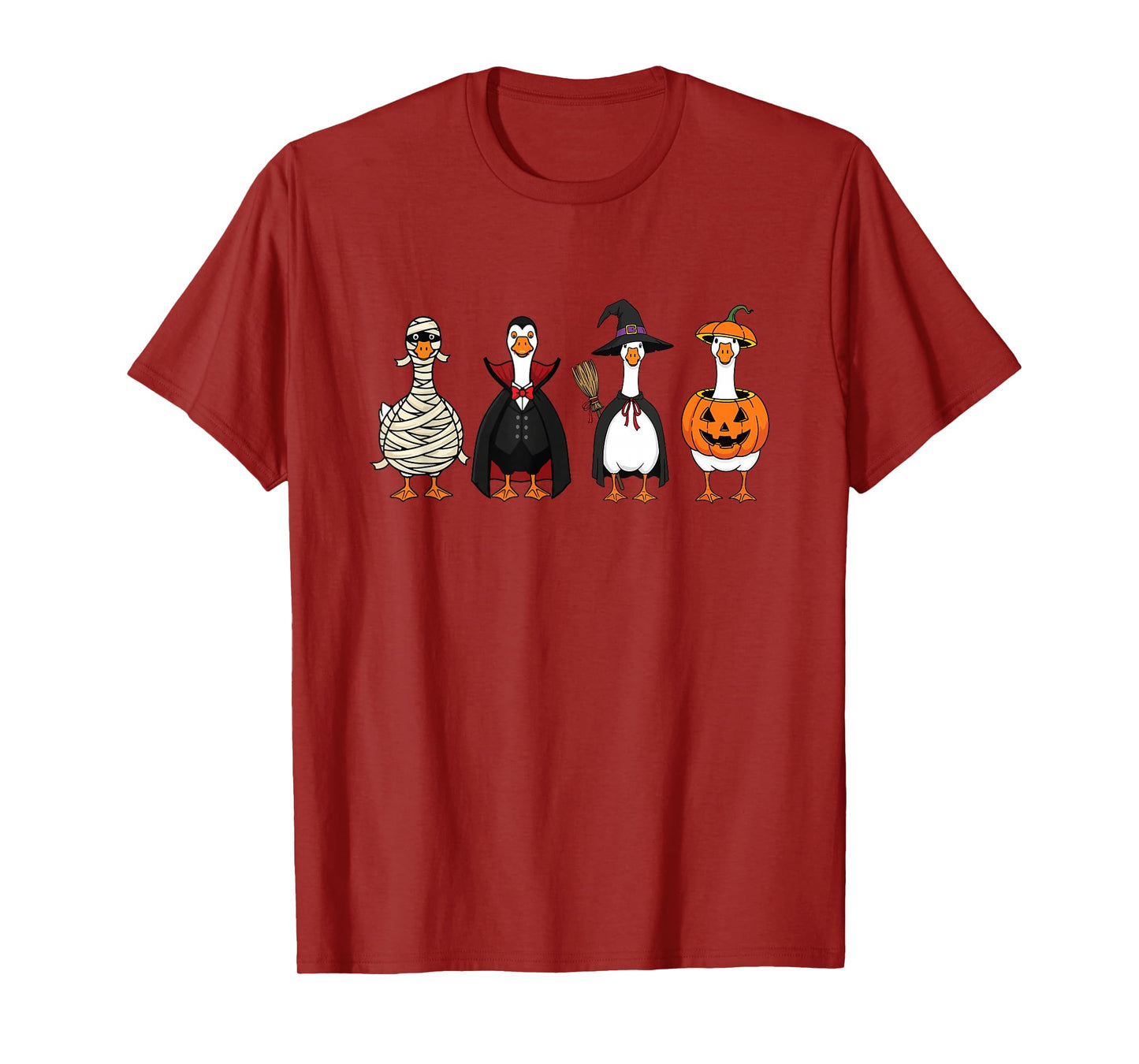 Funny Vampire Goose Halloween Pumpkin Witch Hat Goose T-Shirt