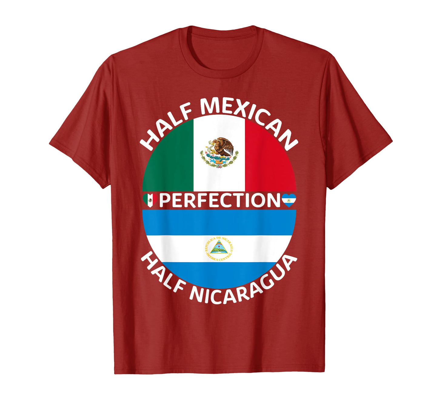 Half Mexican Half Nicaraguan Mexico Nicaragua Flag Roots Men T-Shirt
