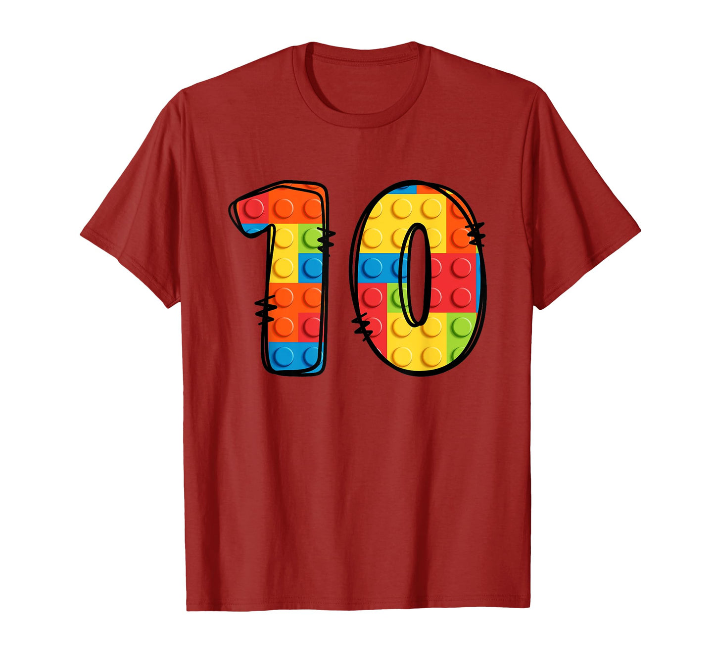 10 Year Old Blocks Building Master Builder 10th Birthday T-Shirt
