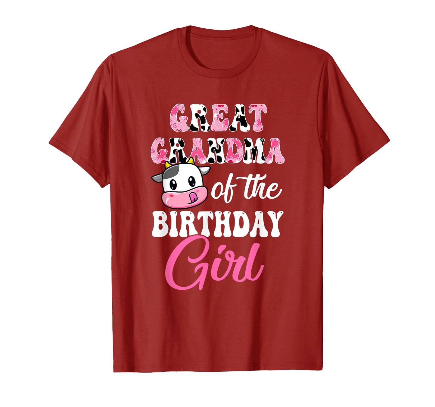 Great Grandma Of The Birthday Girl Farm Cow 1St Birthday T-Shirt