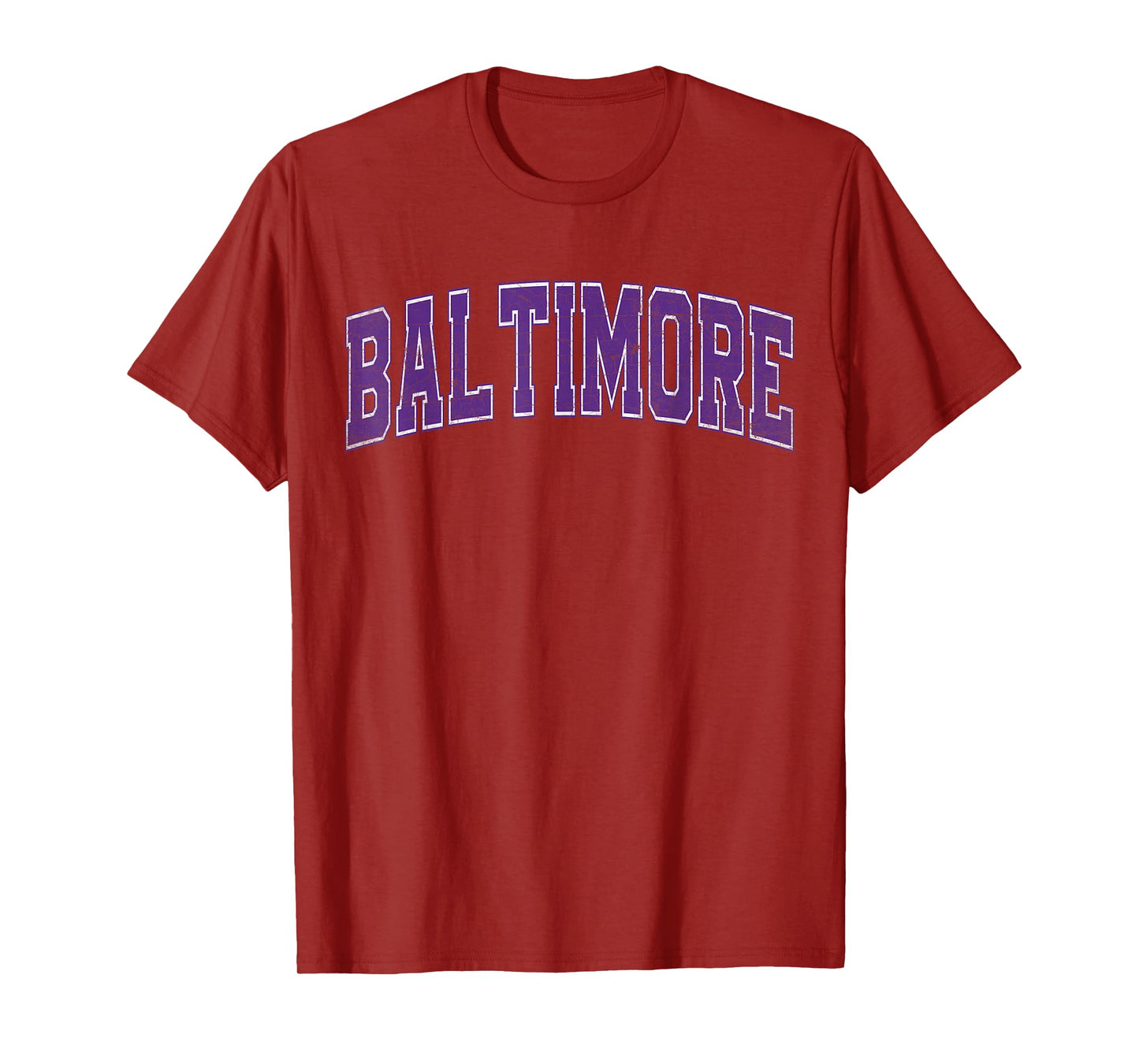 Baltimore MD Vintage Sports Purple Retro Varsity Text T-Shirt