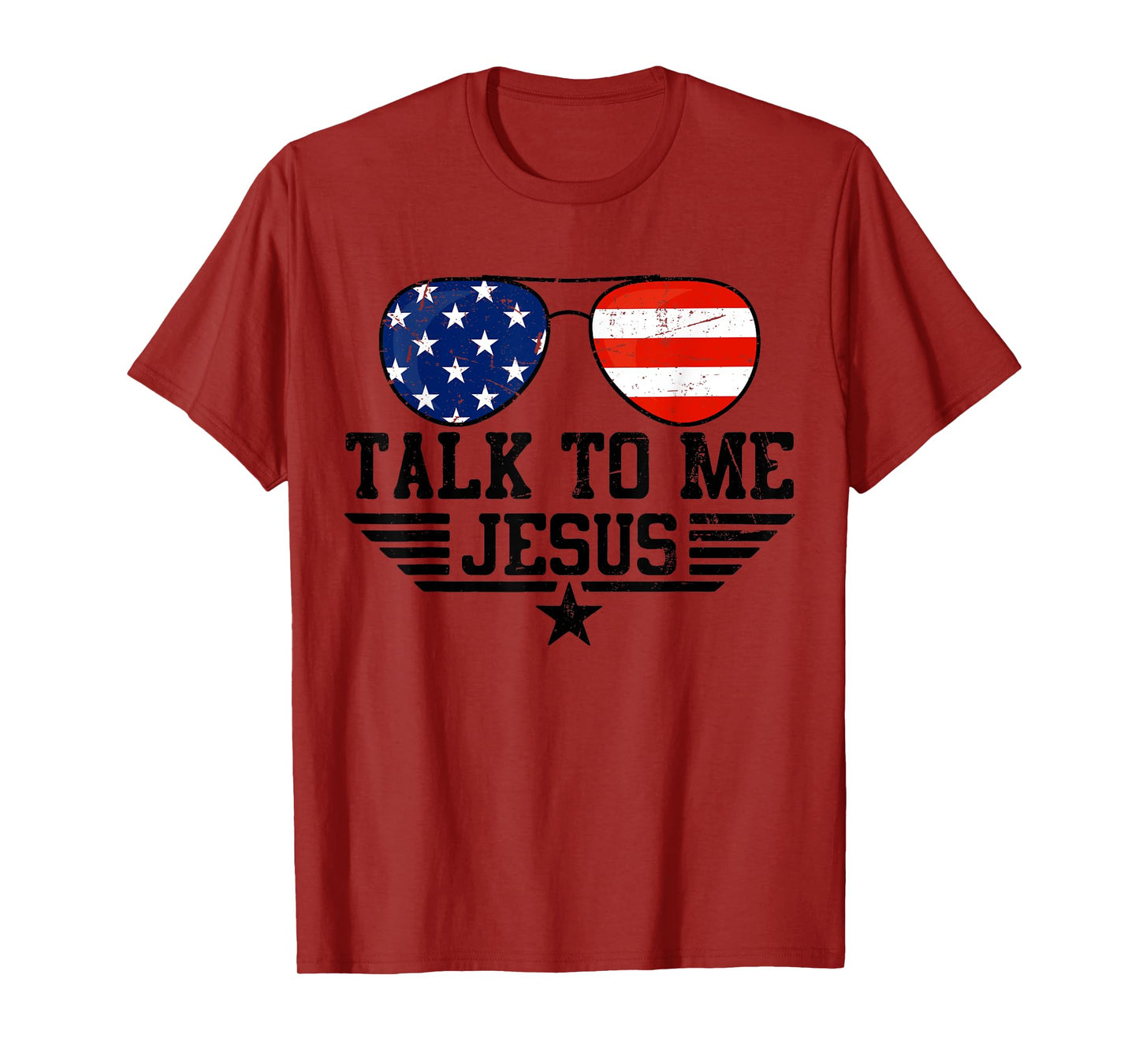 Talk To me Jesus Glasses Usa Flag T-Shirt