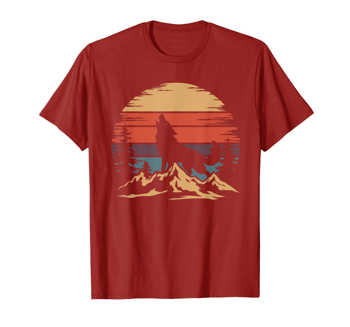 Wolf Mountain T-Shirt - Retro Wildlife Howling Wolf Nature T-Shirt