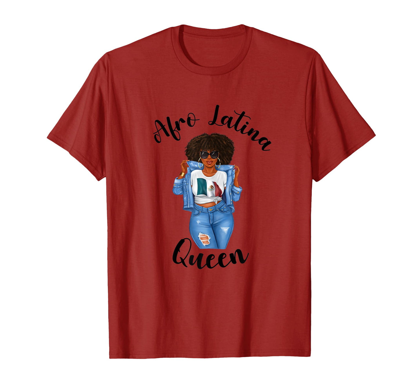 Womens Afro Latina Queen Mexico Black Woman Proud Pride Mexican T-Shirt