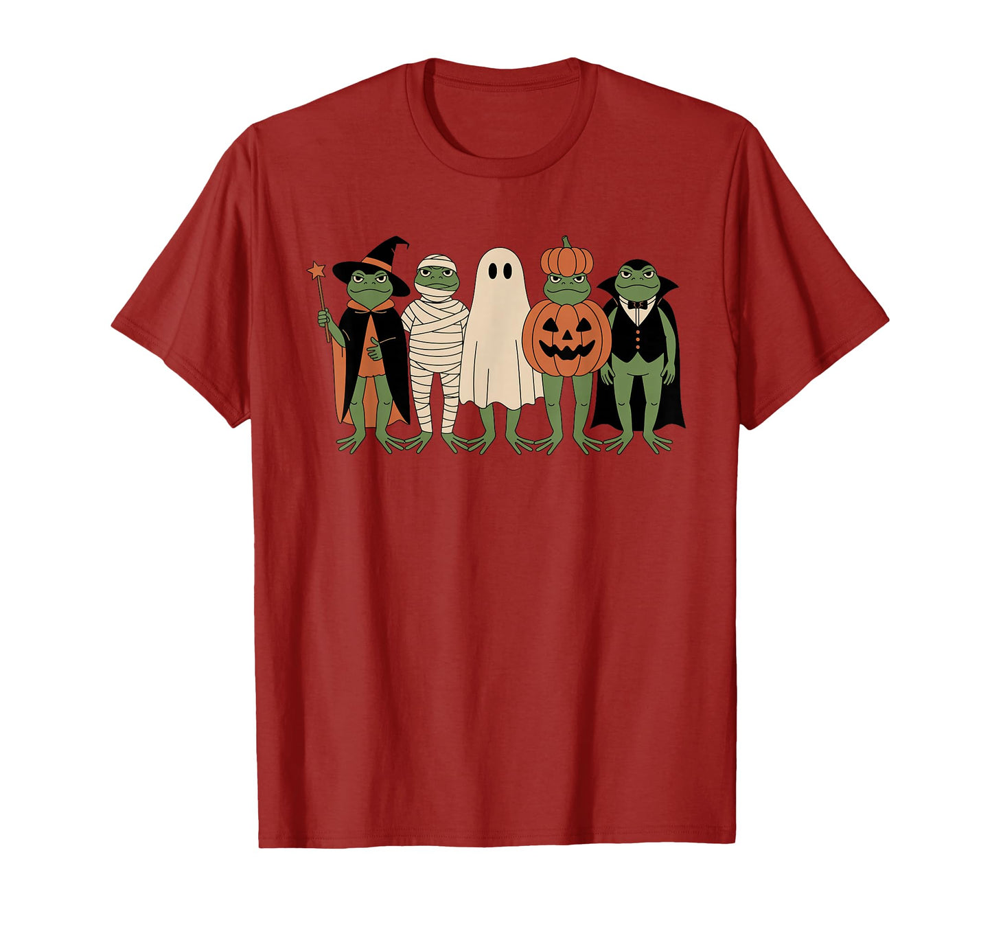 Frog Halloween Mummy Ghost Witch Pumpkin Spooky Costume Kids T-Shirt