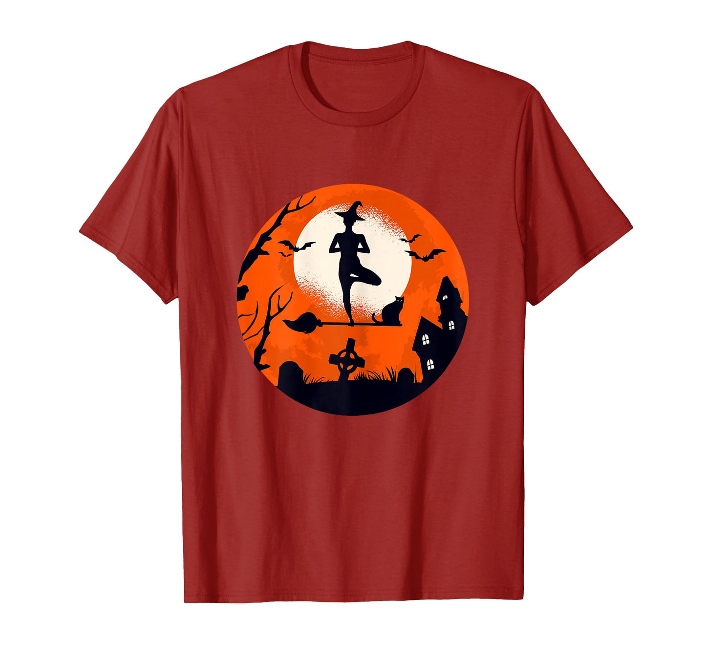 Witch Yoga Woman Halloween Funny Costume Design T-Shirt