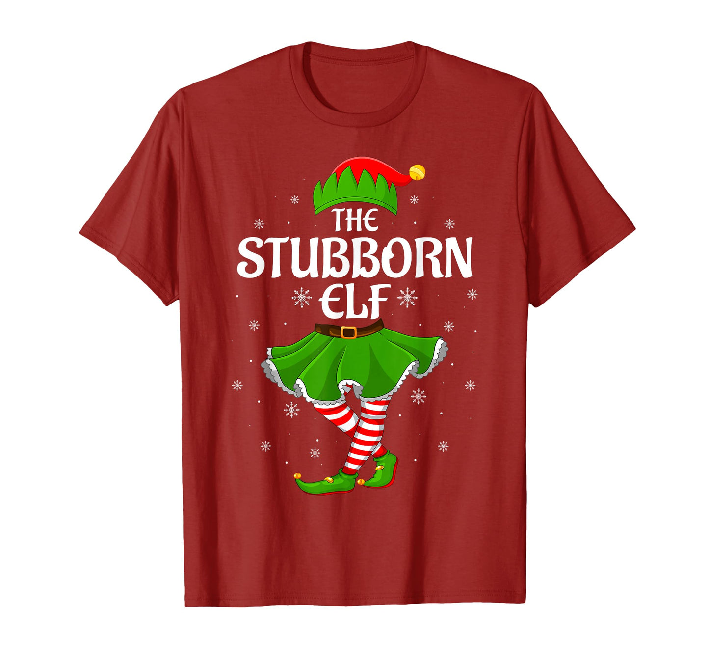 Stubborn Elf Christmas Family Girls Women Elf Squad Xmas T-Shirt