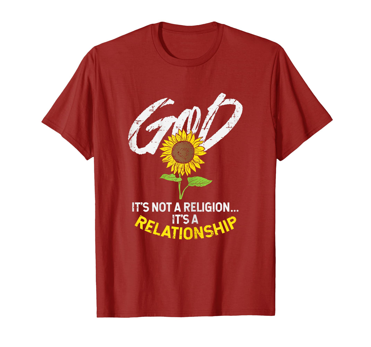 Sunflower God Not Religion Relationship Jesus Christian Gift T-Shirt