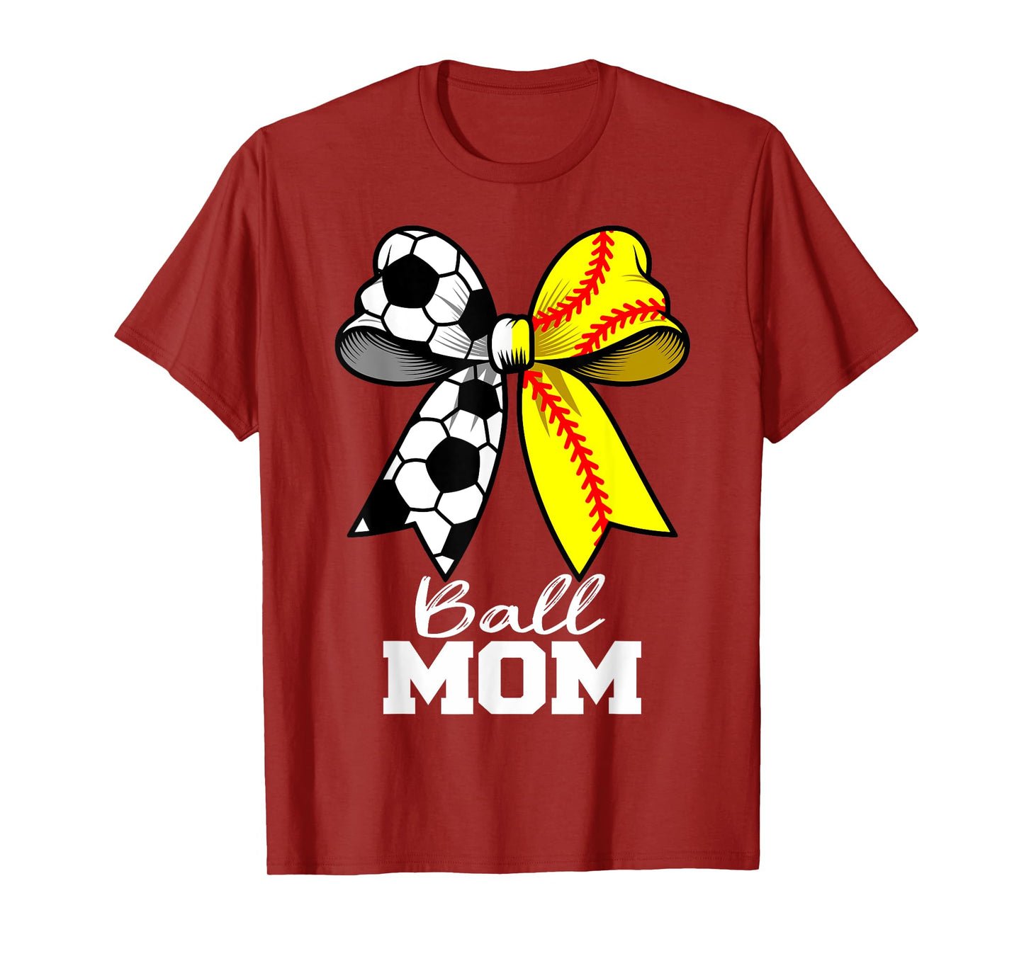 Ball Mom Soccer Softball Mom Coquette Bow Funny Game Day T-Shirt