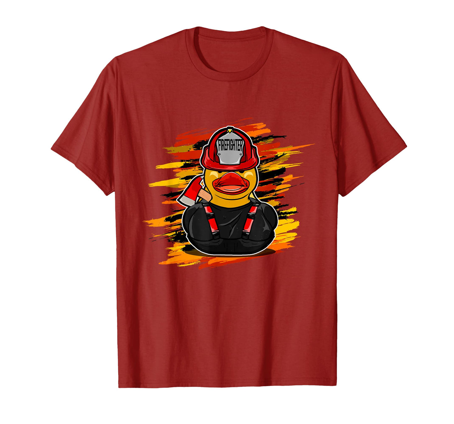 Fire Brigade Duck Unisex-Kids Black Firefighter Duck T-Shirt