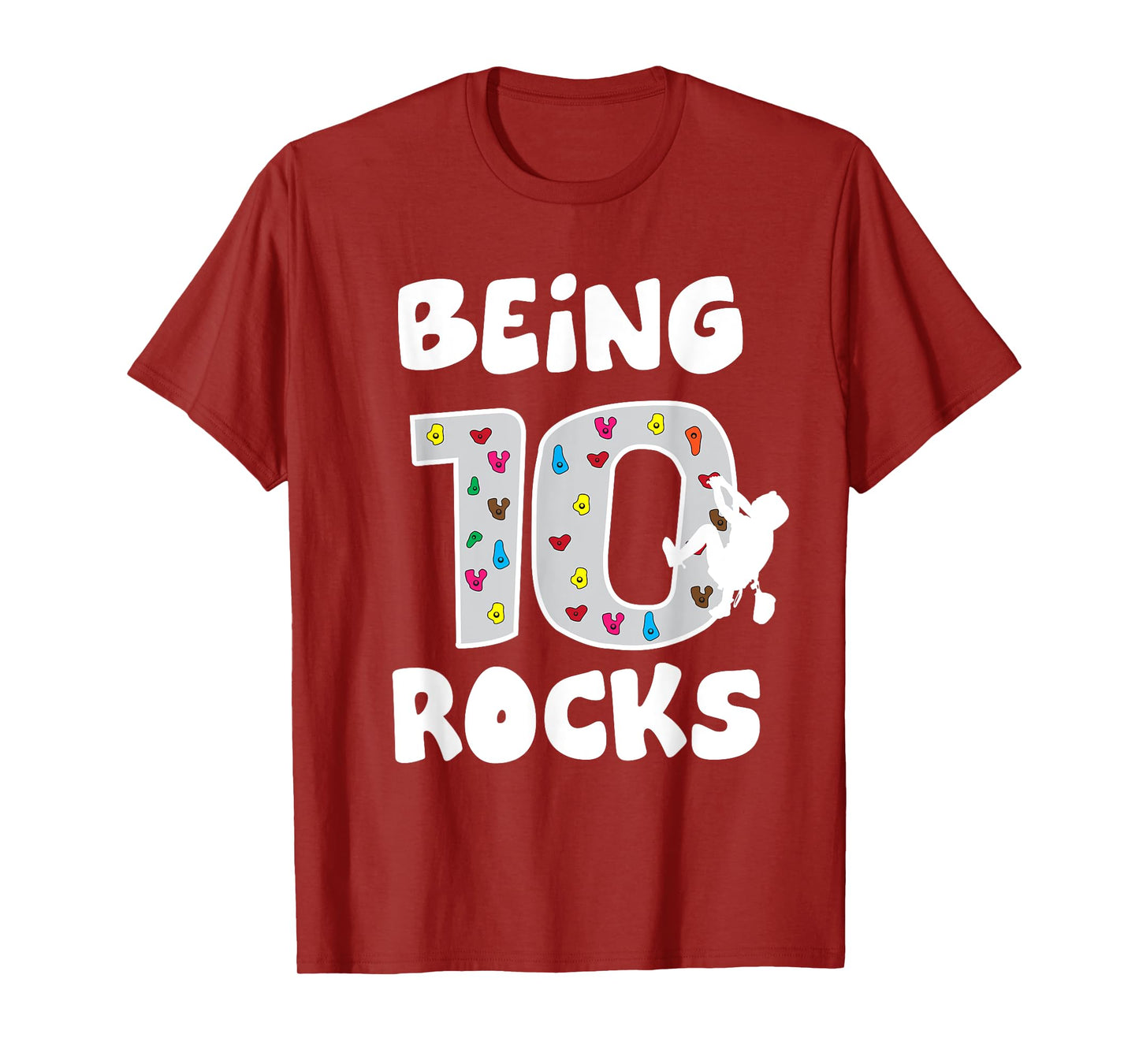 Rock Climbing Funny 10 Years Old 10th Birthday Gift For Kids T-Shirt