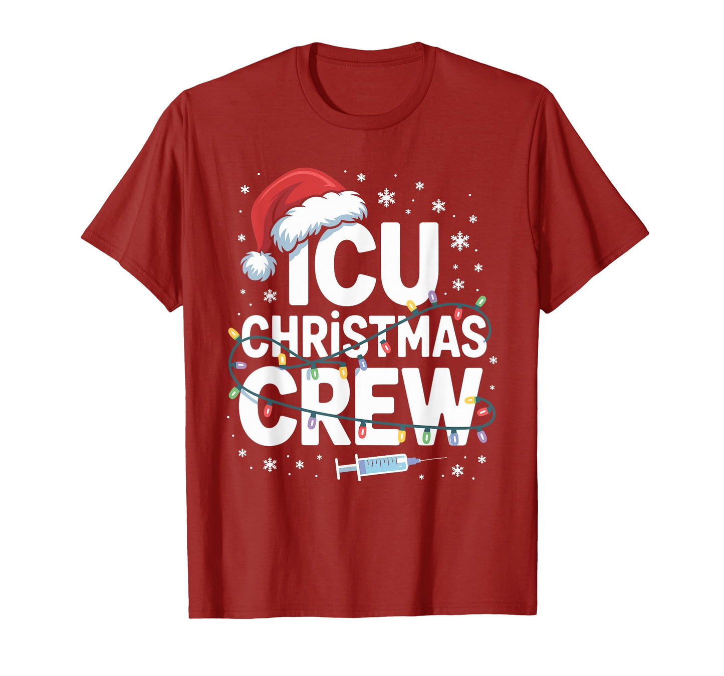 ICU Christmas Crew Nurse Critical Care Xmas Nursing T-Shirt