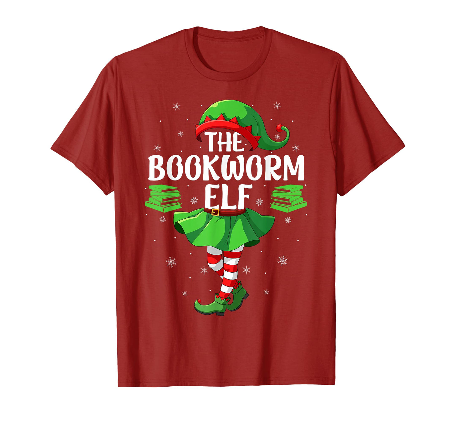 Bookworm Elf Christmas Girls Women Elf Squad Xmas Family T-Shirt