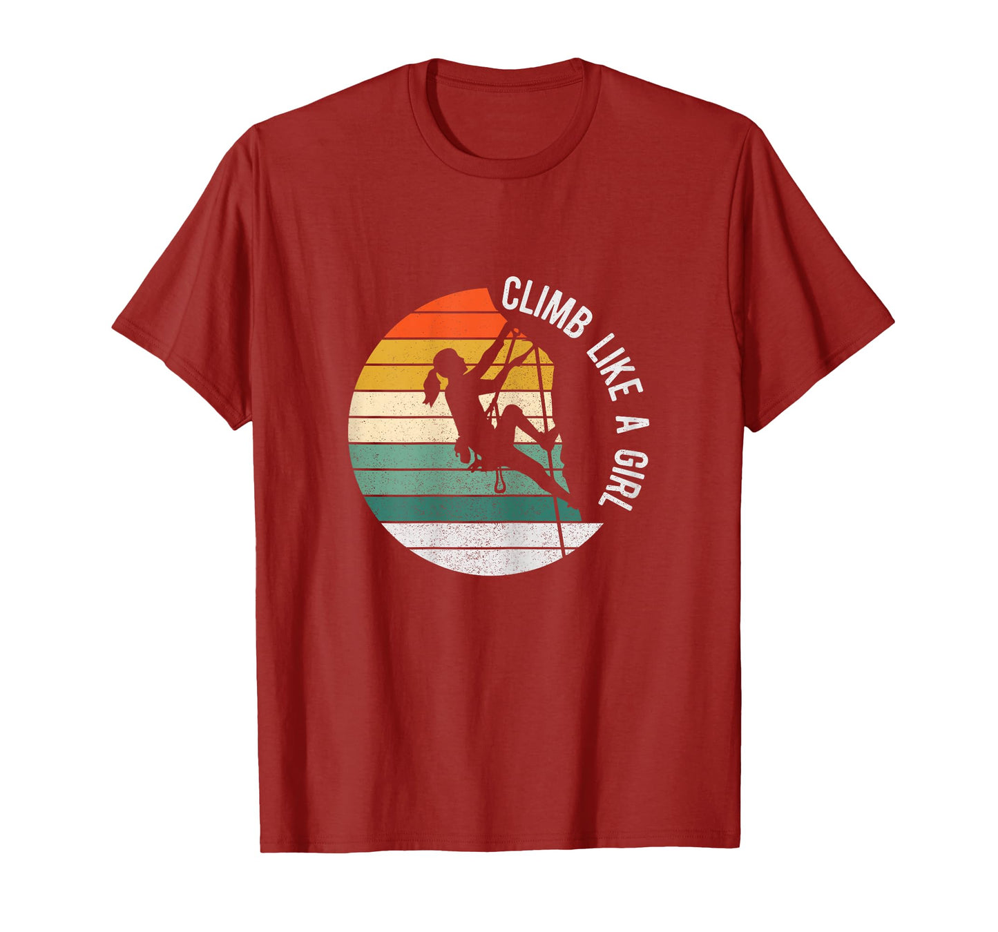 Climb Like A Girl Rock Climbing Gear Kids Women Sunset T-Shirt