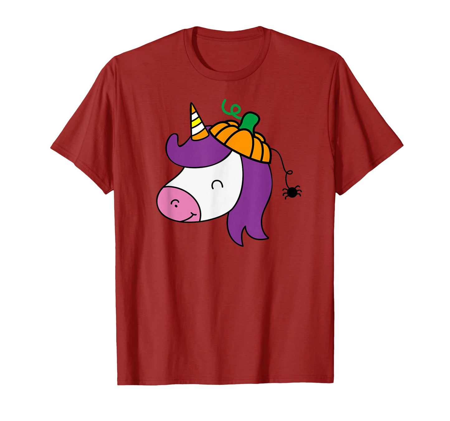 Unicorn Smile Face Head Pumpkin Spider Halloween Costume T-Shirt