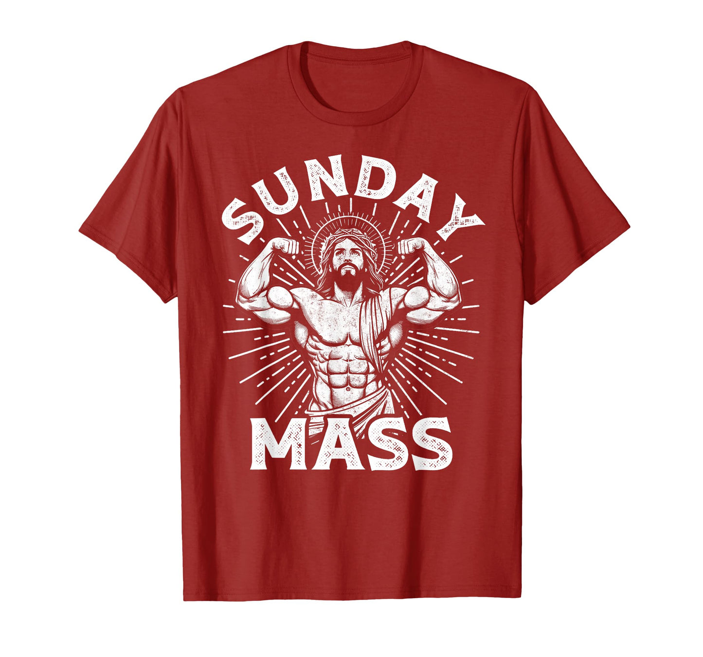 Funny Christian Sunday Mass Bodybuilder Gym Jesus Motivation T-Shirt
