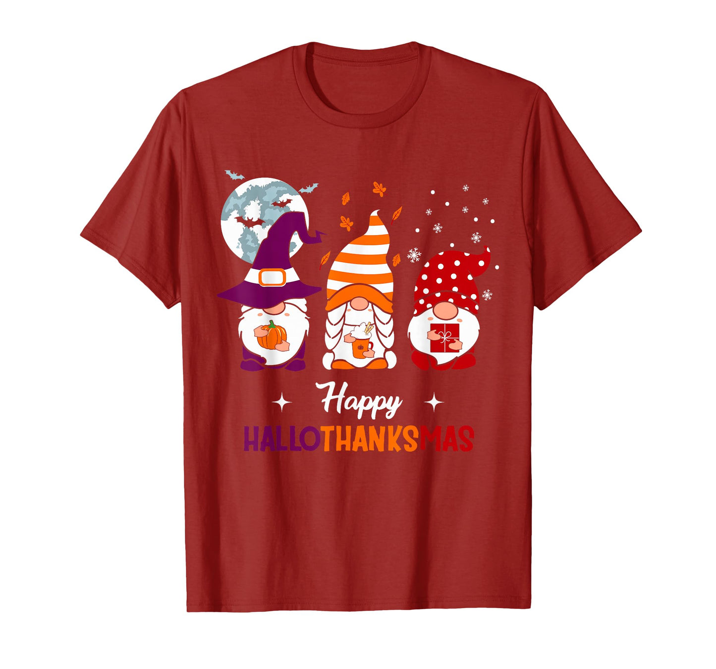 Happy Hallothanksmas Gnomes Lover Halloween Merry Christmas T-Shirt