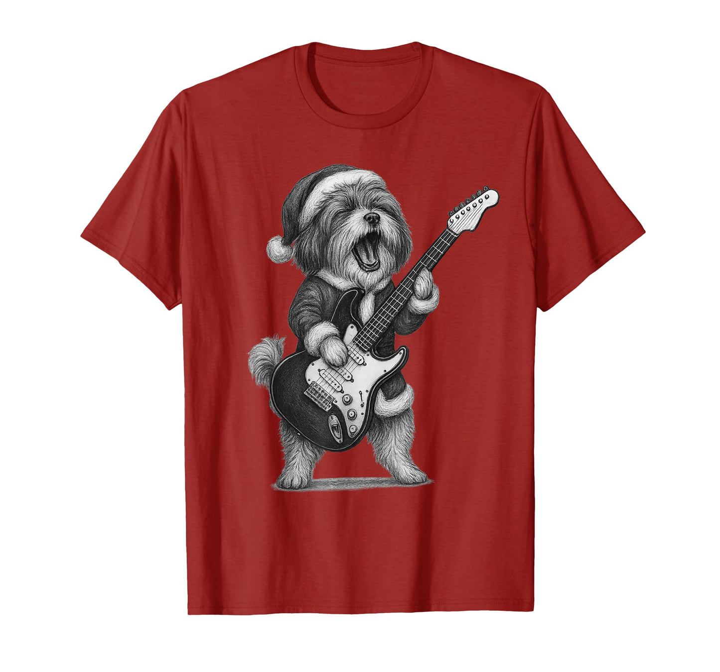 Havanese Dog Playing Guitar Christmas Dog Lover T-Shirt