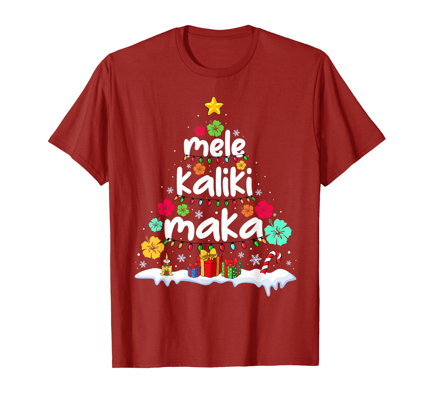 Mele Kalikimaka Tropical Christmas Hawaiian Santa Xmas Tree T-Shirt