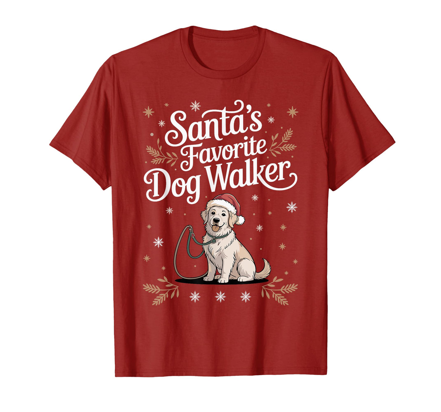 Santa’s Favorite Dog Walker Christmas Design T-Shirt