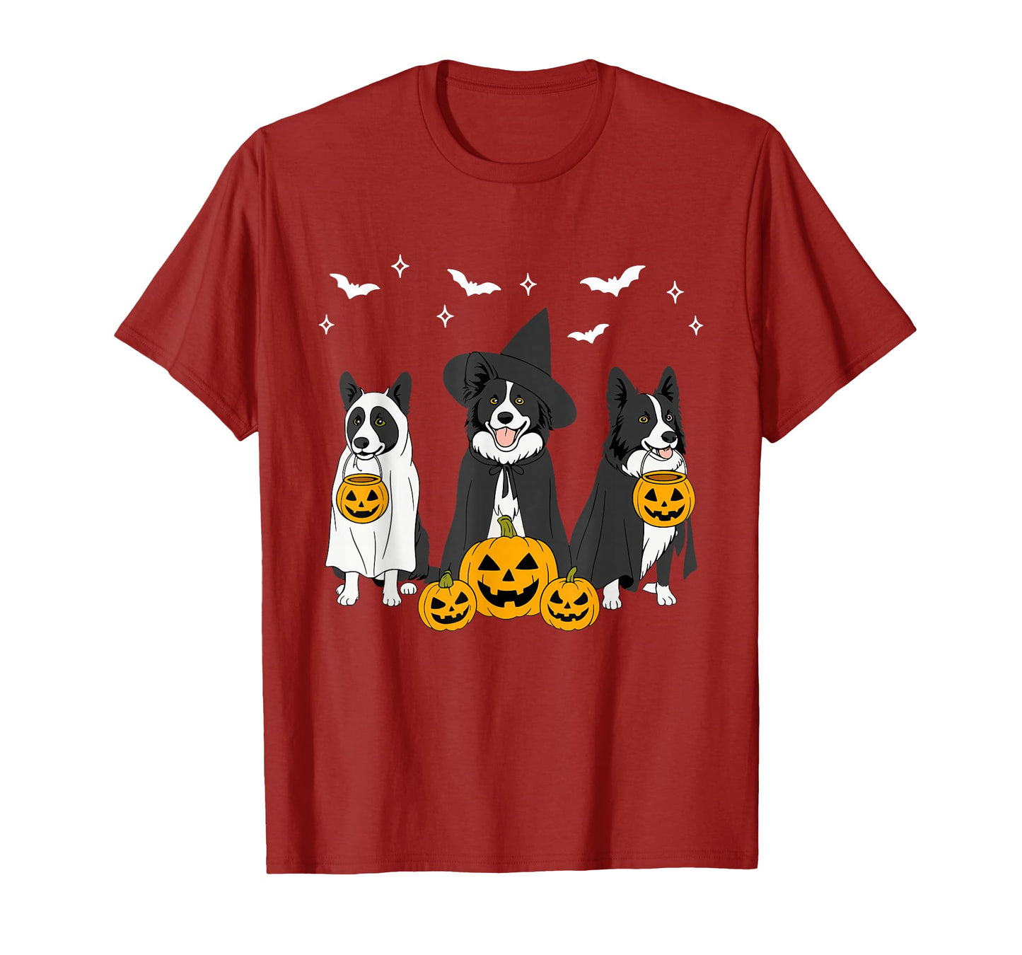 Witch Border Collie Halloween Ghost Border Collie Dog Mom T-Shirt