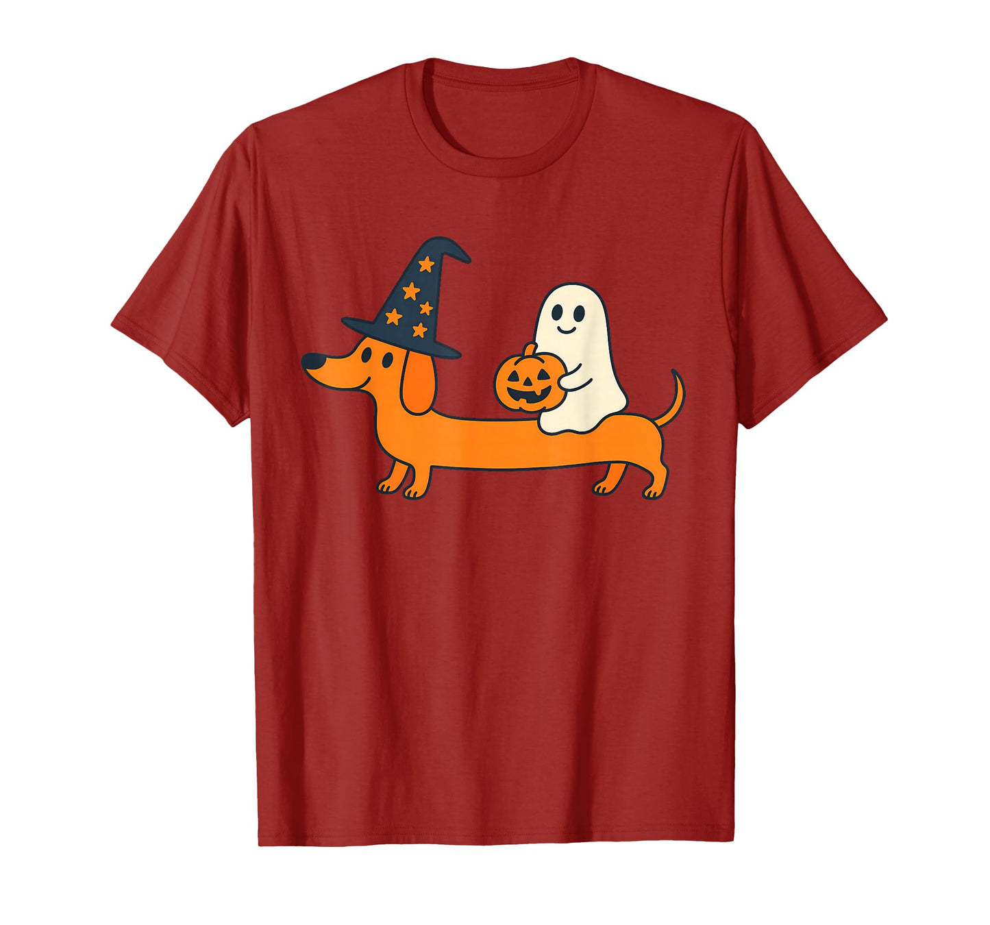 Witchy Dachshund Funny Halloween Pumpkin Ghost T-Shirt