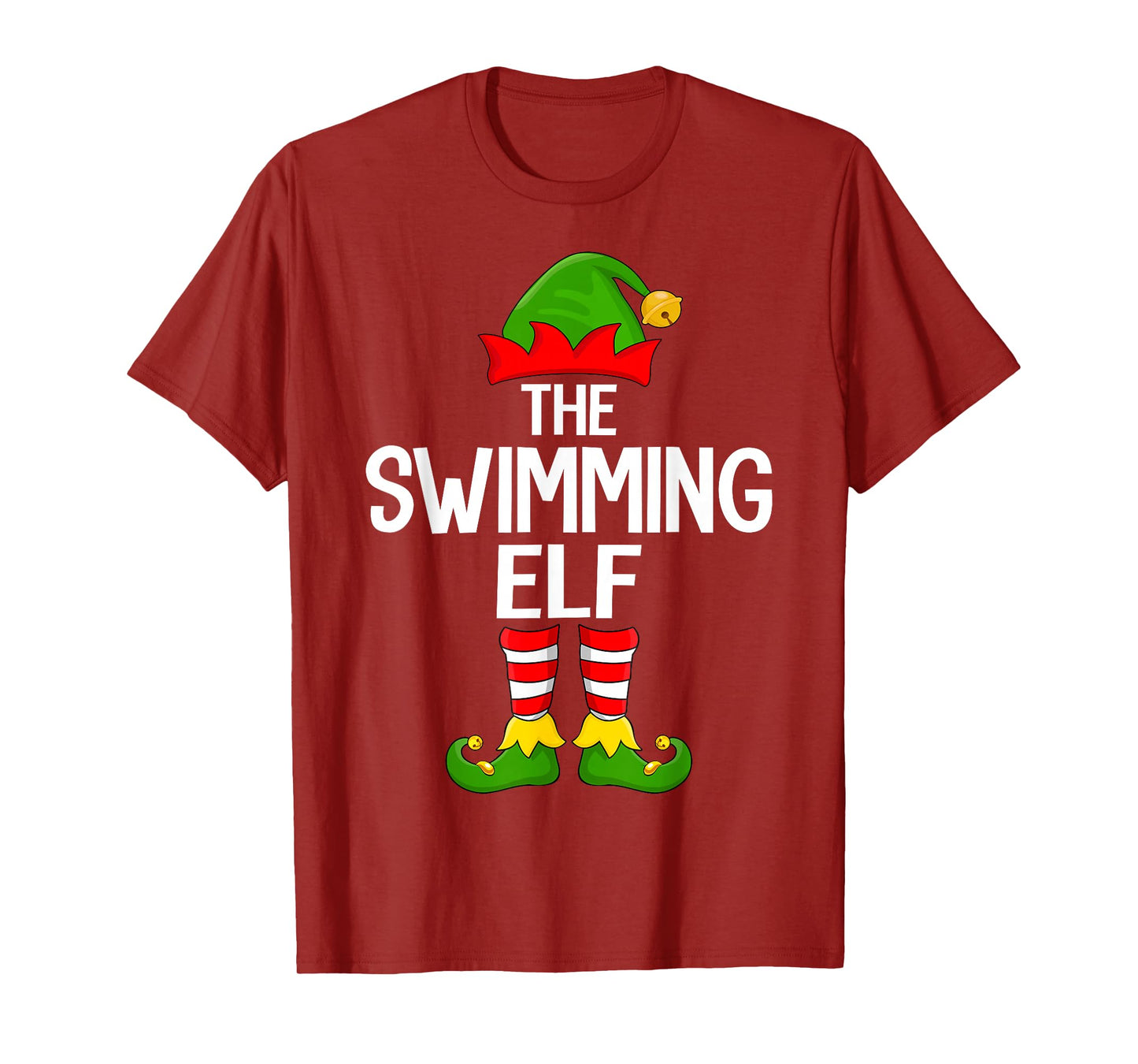 Swimming Elf Xmas Matching Family Elf Squad Christmas T-Shirt