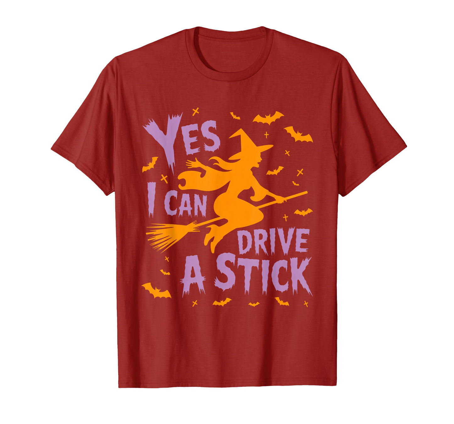 Yes I Can Drive A Stick Funny Halloween Spooky Witch T-Shirt