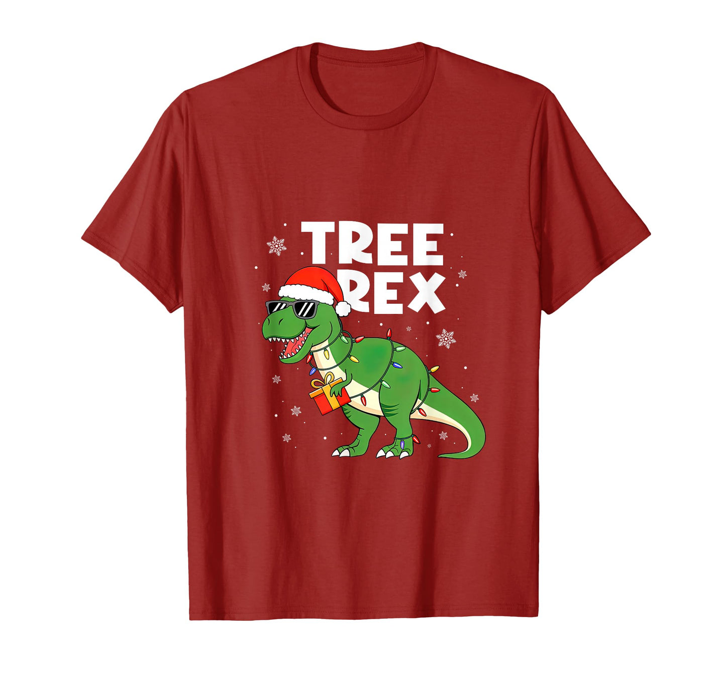 Dinosaur Christmas Tree Rex Boys Kids Men Xmas Pajamas T-Shirt