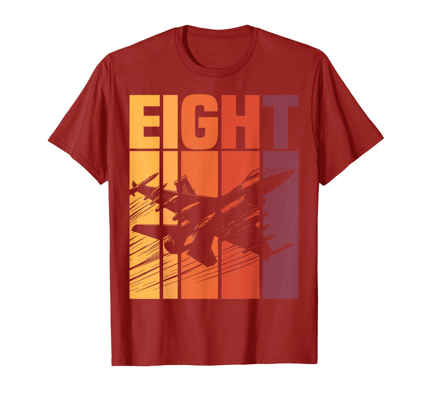 Military Fighter Jet Retro Eight Year Old Boys 8th Birthday T-Shirt