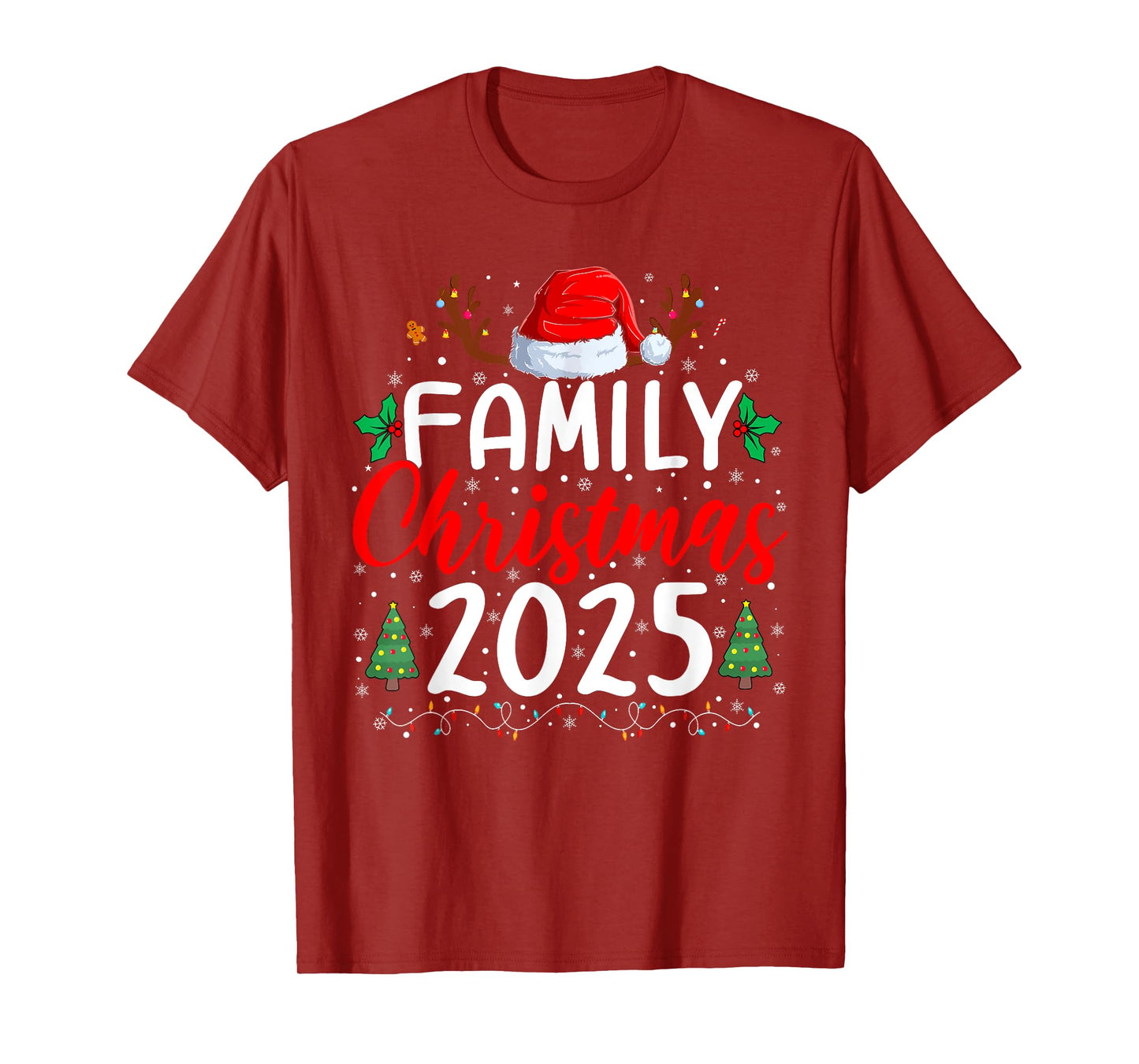 Family Christmas 2025 Xmas Lights Santa Pajamas Holiday T-Shirt