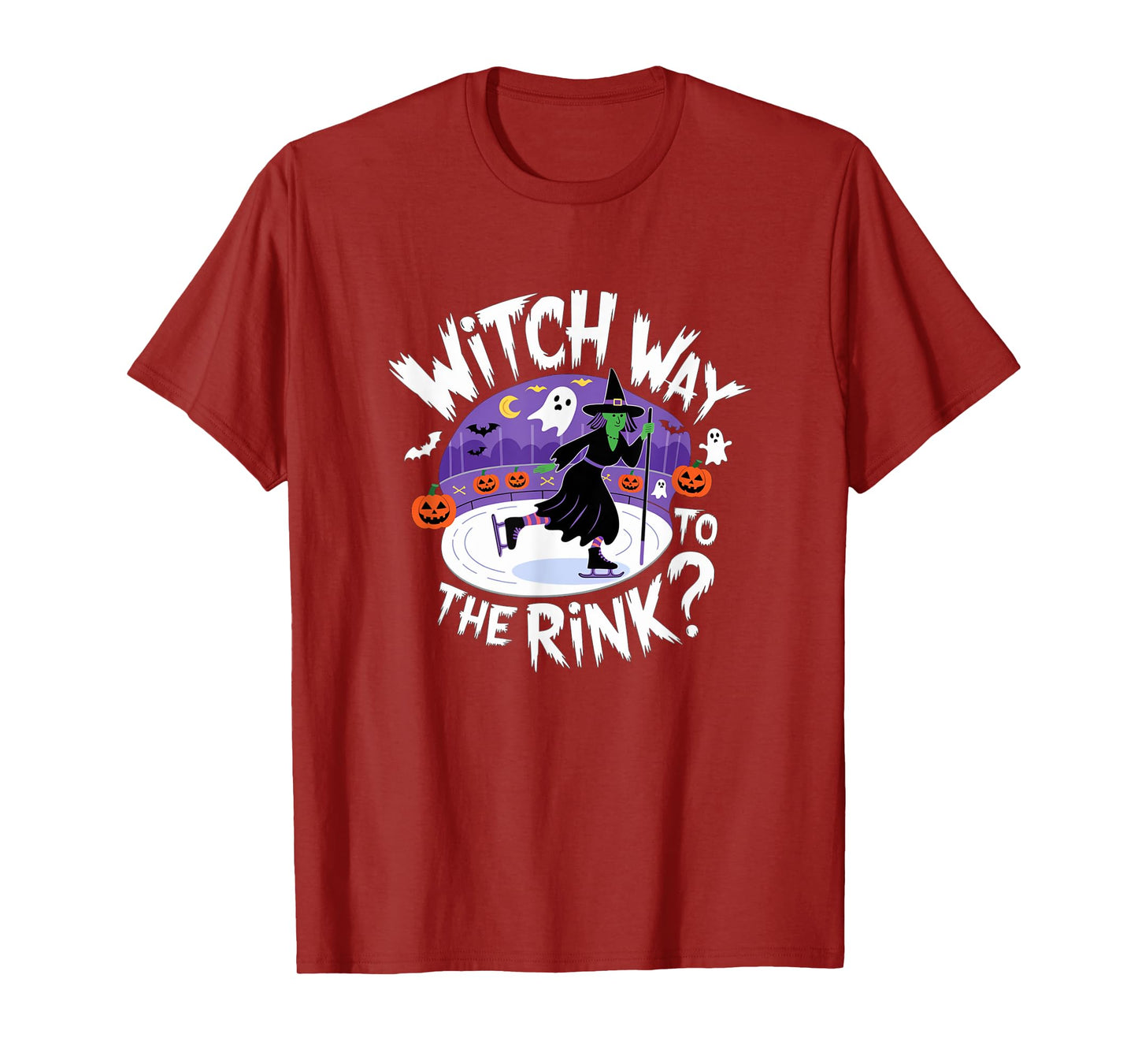 Witch Way to The Rink Funny Spooky Halloween Ice skating T-Shirt