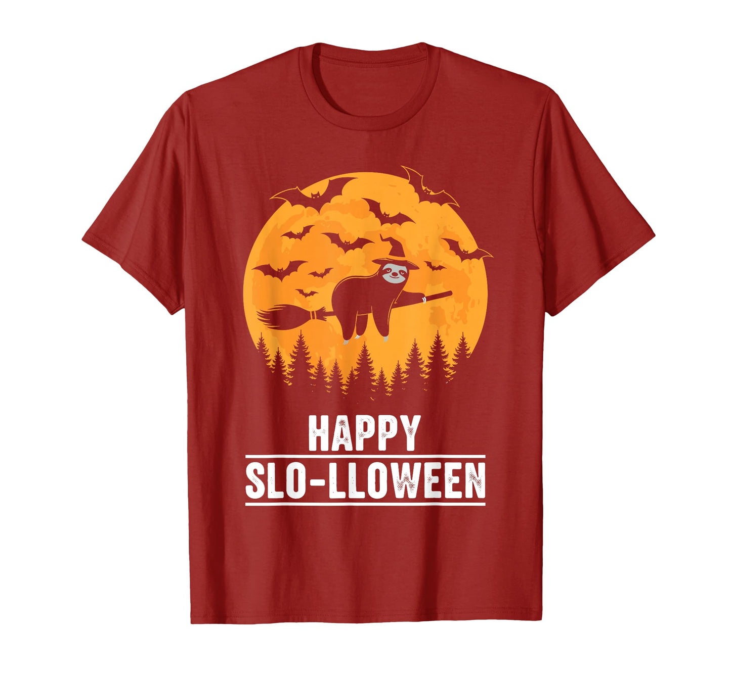 Happy Slo-lloween Funny Halloween Sloth Flying Witch T-Shirt