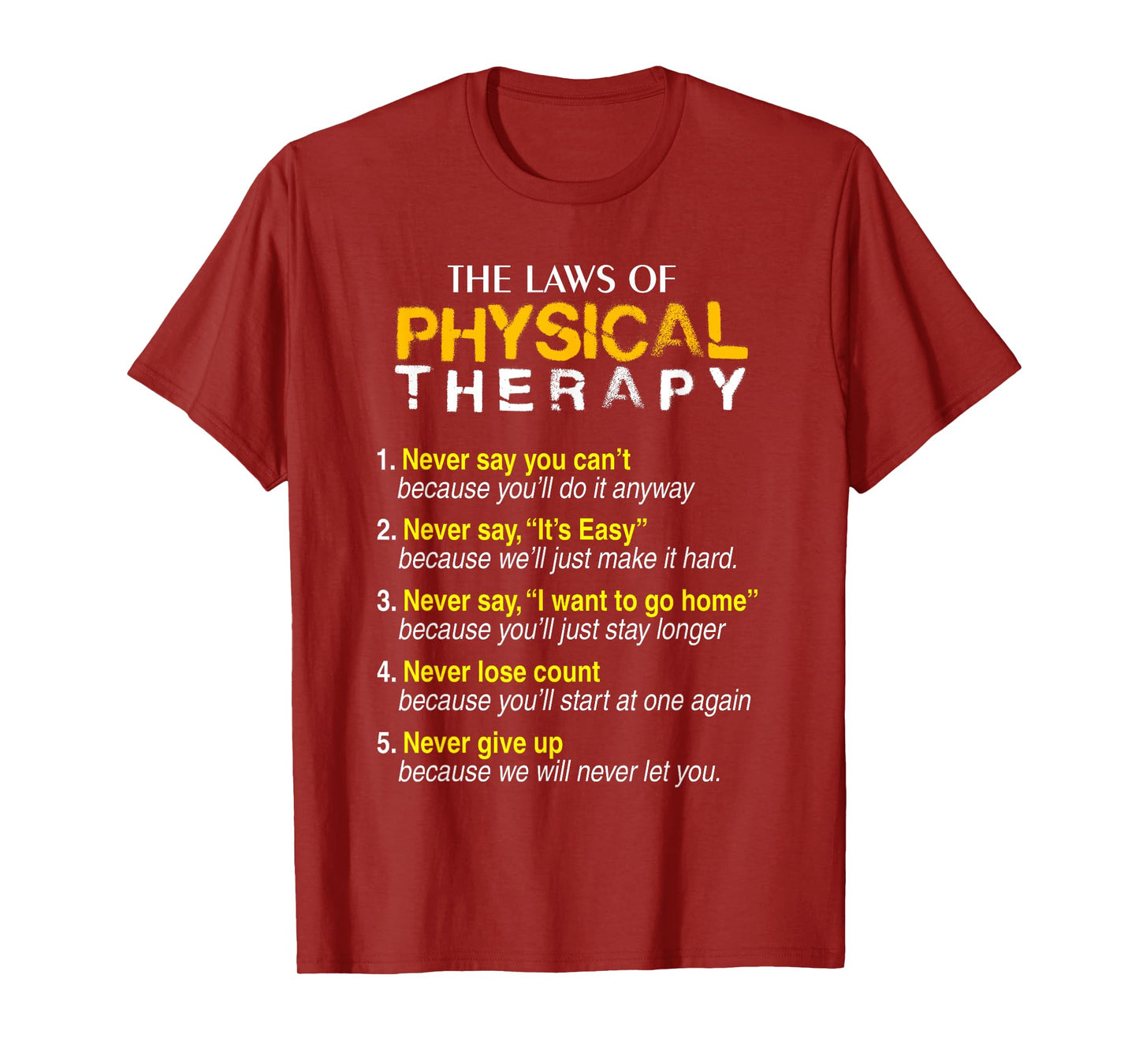 The Laws Of Physical Therapy Motivational Goals Pt Funny Tee T-Shirt