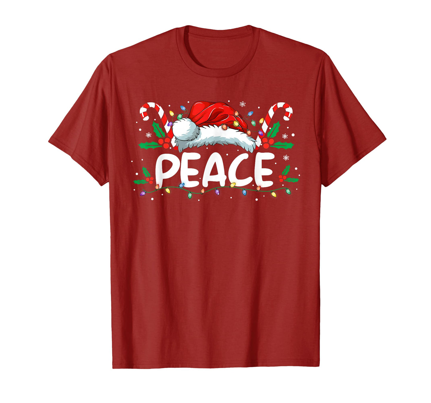 Peace I Come in Peace Christmas Lights Santa Pajamas Couples T-Shirt