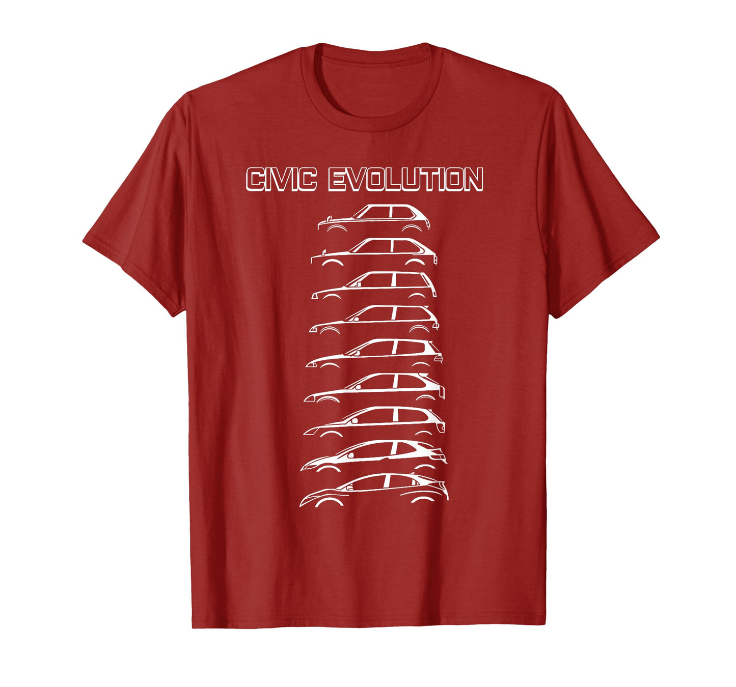 Civic Evolution EK EG Type R SI EF Japanese Car T-Shirt, Small, Black