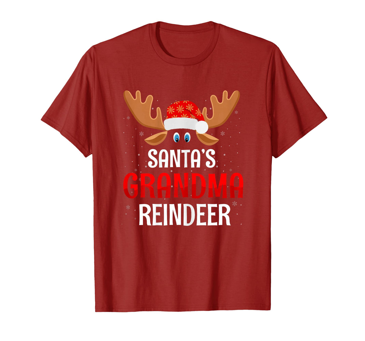Santa's Grandma Reindeer Santa Hat Grandmother Christmas T-Shirt