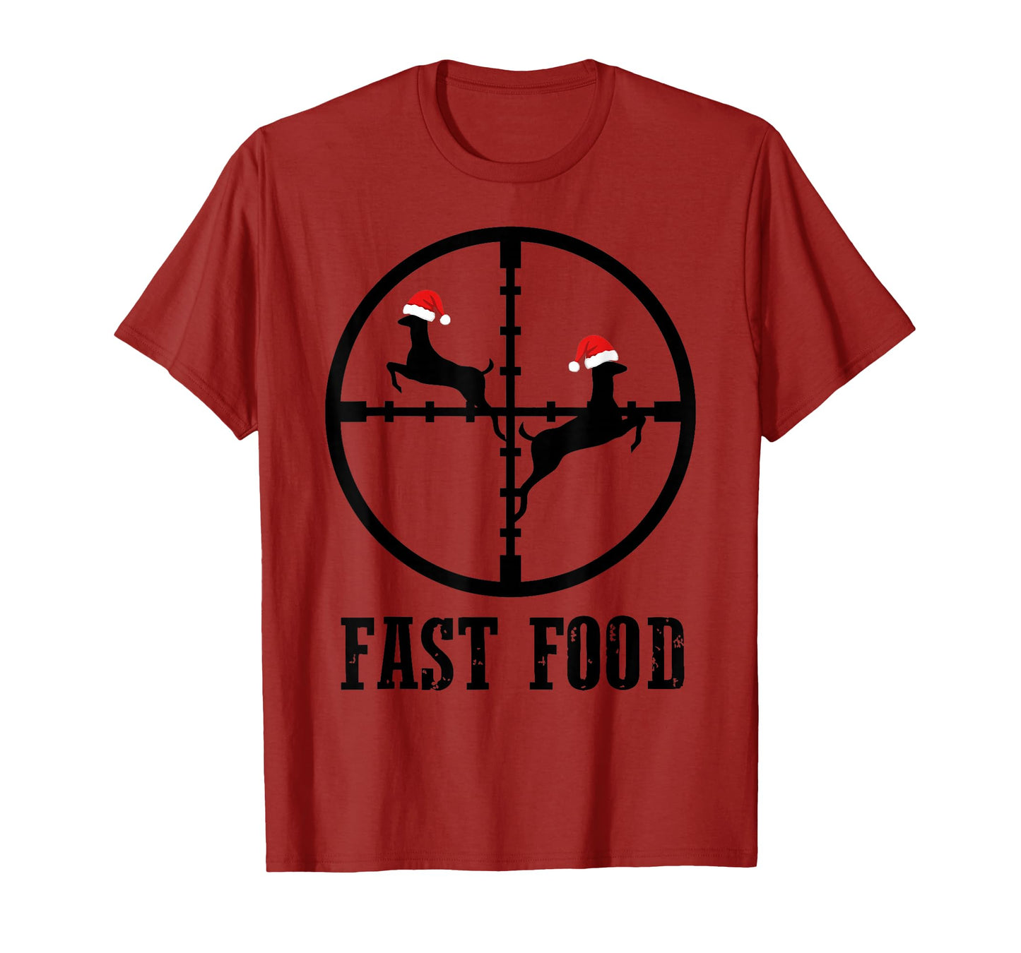 Crosshairs Santa Hat Fast Food Funny Deer Hunting Christmas T-Shirt