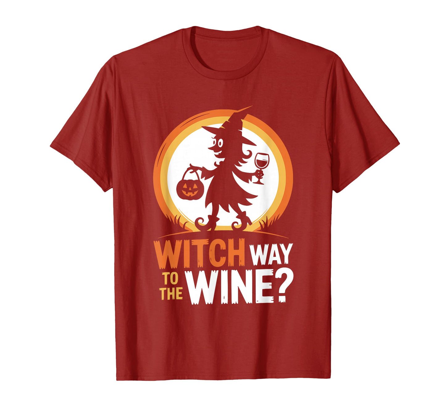 Funny Halloween Witch Way to The Wine Joke Ladies Women T-Shirt