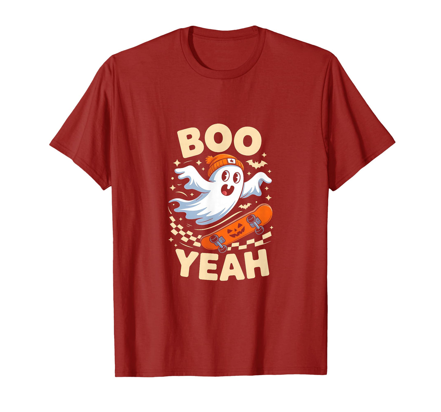 Boo Yeah Halloween Ghost Boys Retro Skateboard Toddler Kids T-Shirt