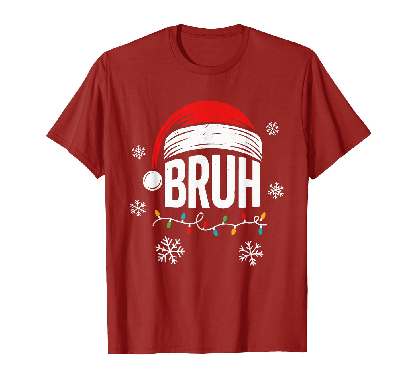Merry Christmas Bruh Xmas Meme Funny Santa Hat Saying Humor T-Shirt