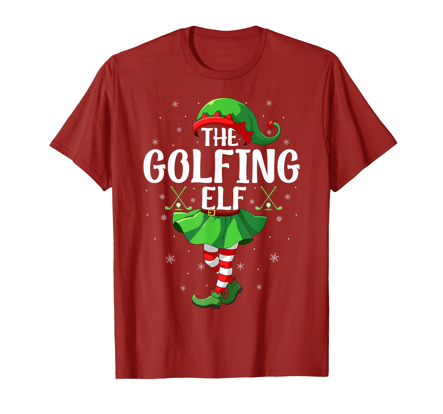 Golfing Elf Christmas Girls Women Elf Squad Xmas Family T-Shirt