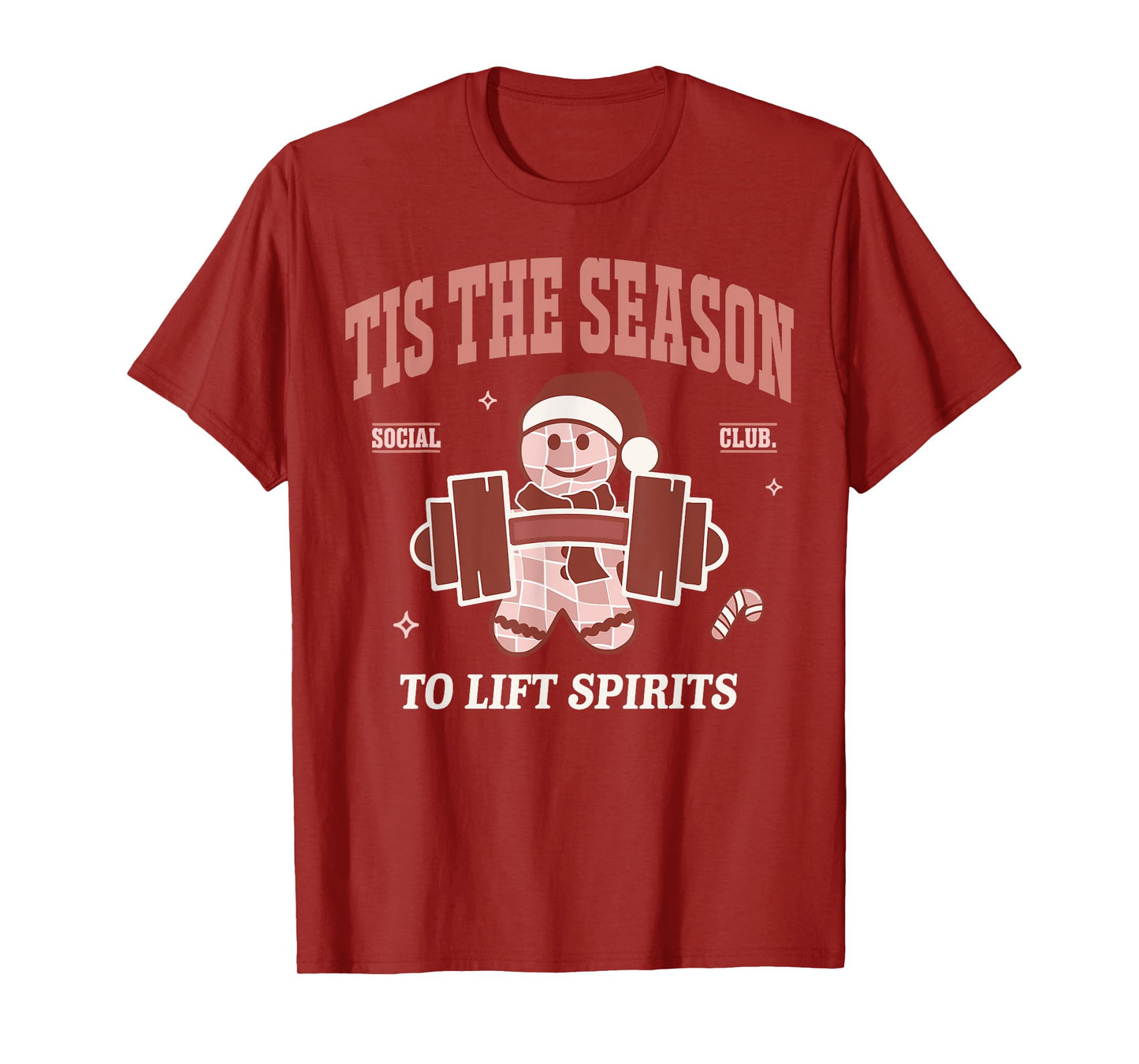 Lift Spirits Funny Weightlifting Christmas Fitness Gym Xmas T-Shirt